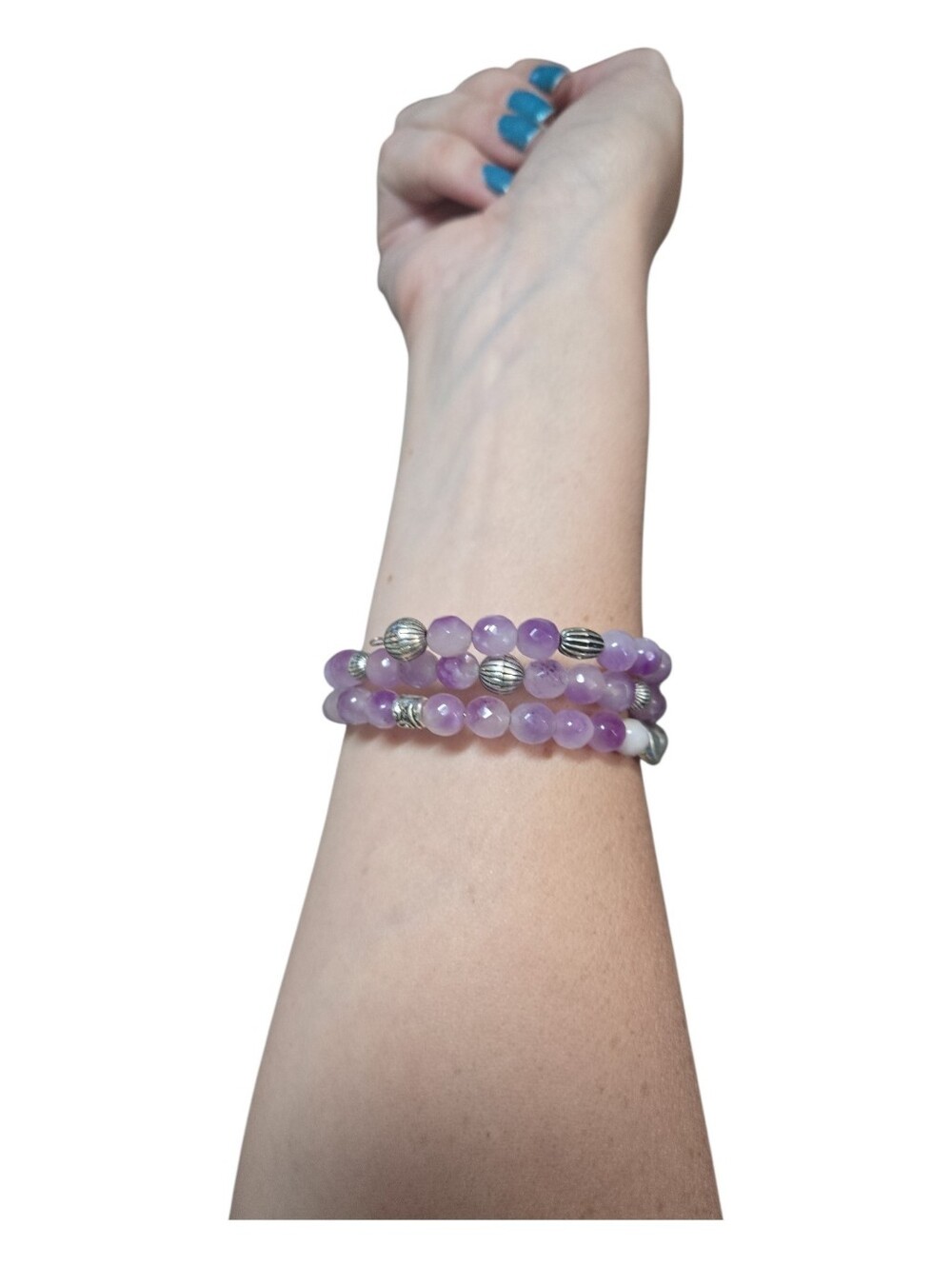 Lavender Jasper Memory Wire Bracelet — AAA Natural Stone • Artisan Made 411 - Picture 3 of 4